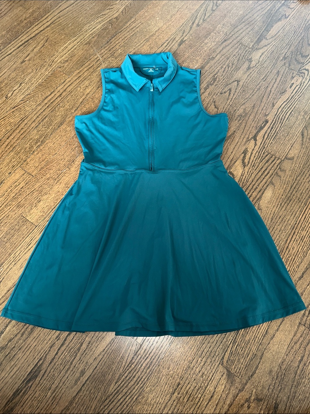 Sleeveless Teal Zip-Front Fit & Flare Golf Workout Tennis Dress With Shorts